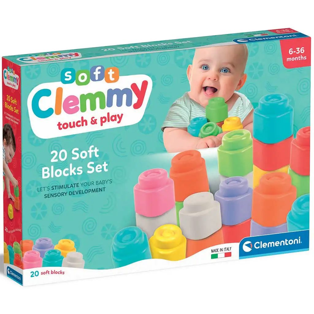 Clemmy: Touch & Play mäkké farebné stavebné kocky, sada 20 kusov - Clementoni