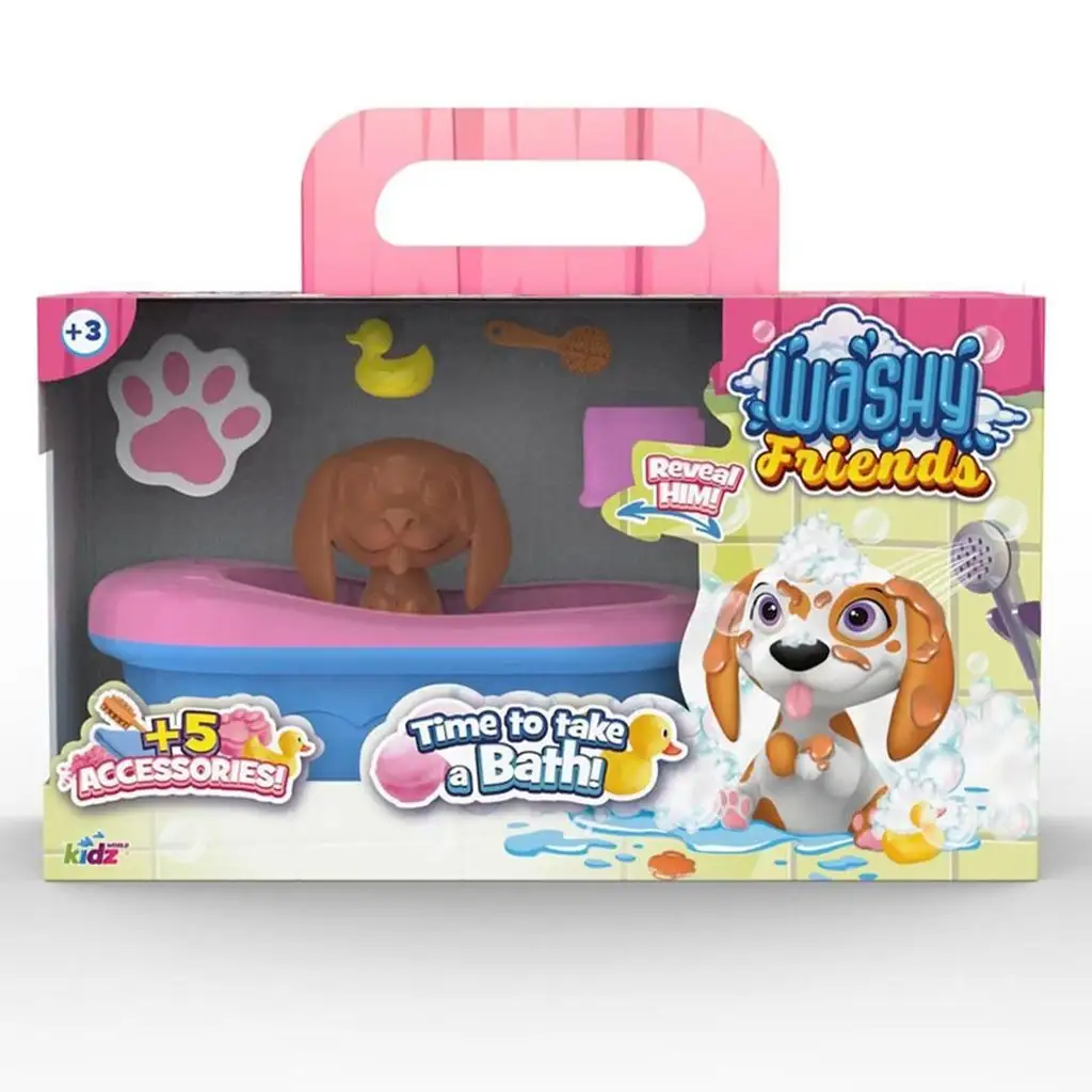 Washy Friends: Color Reveal špliechajúci sa beagle pes s vaňou a doplnkami