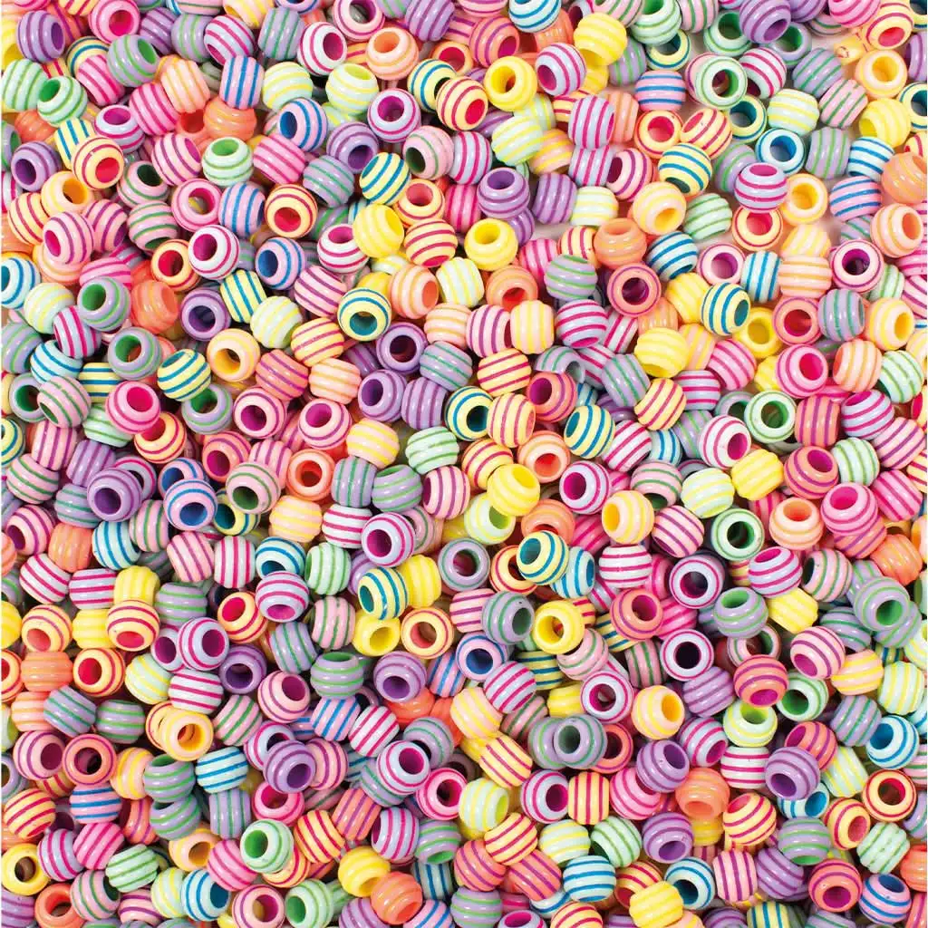 PlayBox: Pruhované, pastelové navliekacie korálky 9mm 1550ks kép 2
