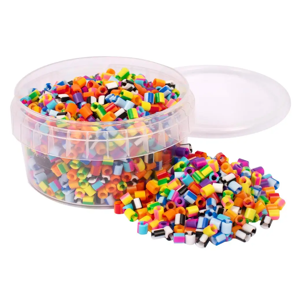 PlayBox: 5mm MIDI zažehlovacie prúžkované korálky 1000ks v rôznych farbách