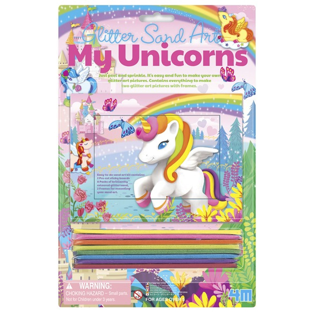 Trblietavá kreatívna sada na tvorbu obrázkov z piesku s jednorožcom