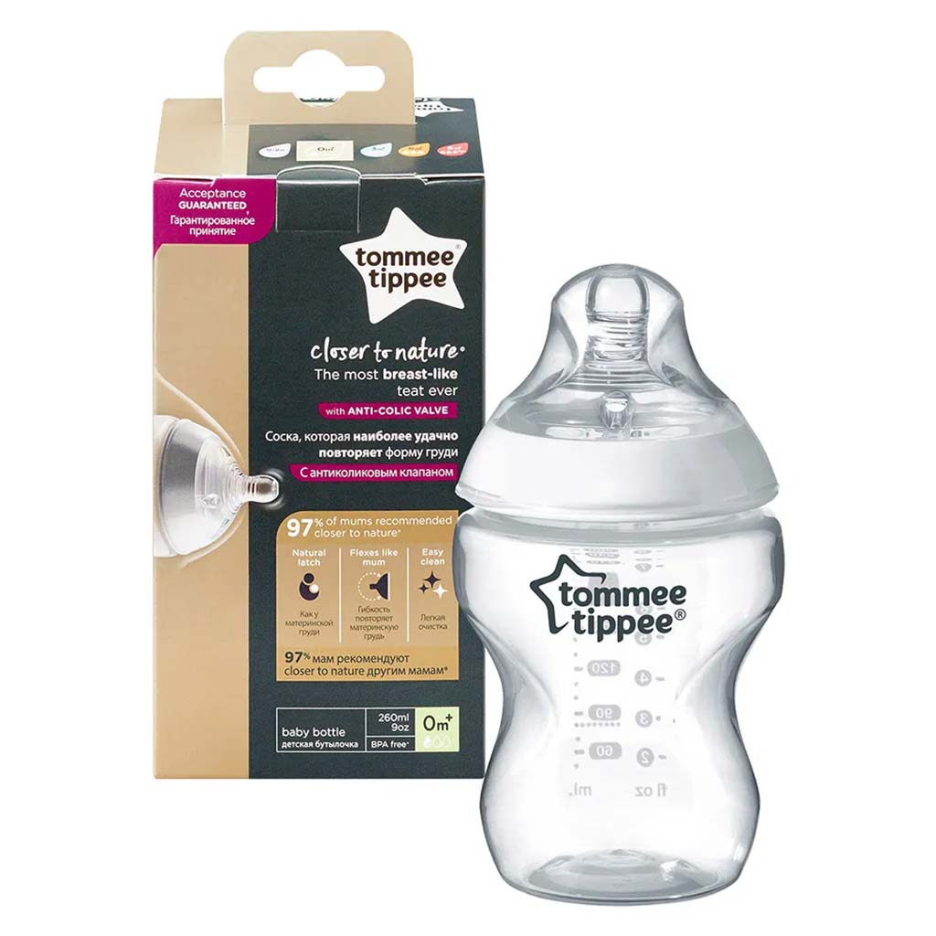 Tommee Tippee: Closer To Nature priehľadná dojčenská fľaša 260 ml (0 mesiacov+) kép 2