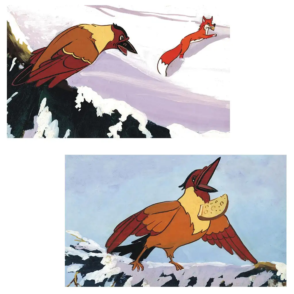 Havran a líška diapozitív kép 2