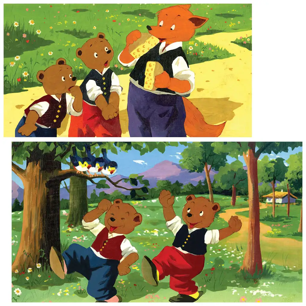 Dva malí medvedíky a líška diapozitív kép 2