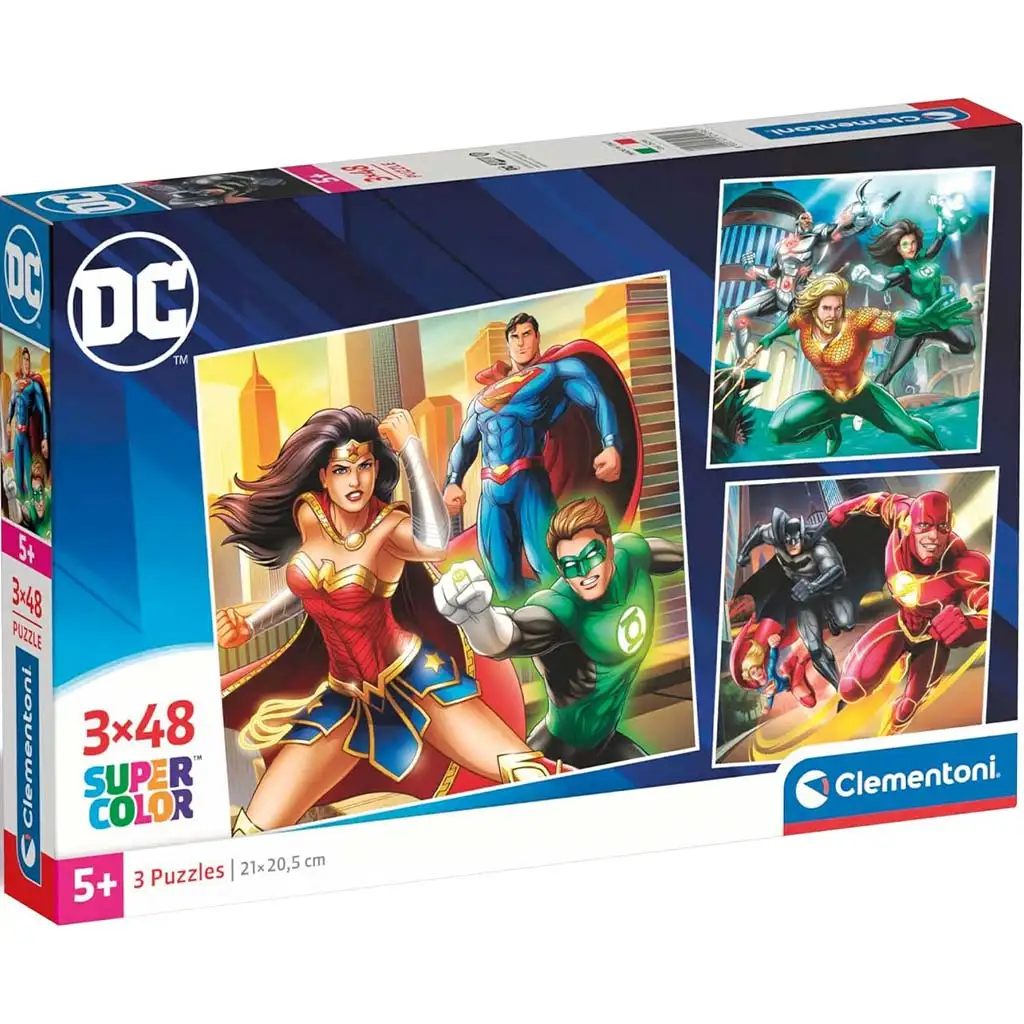 DC Liga spravodlivosti 3x48 dielikové Supercolor puzzle - Clementoni