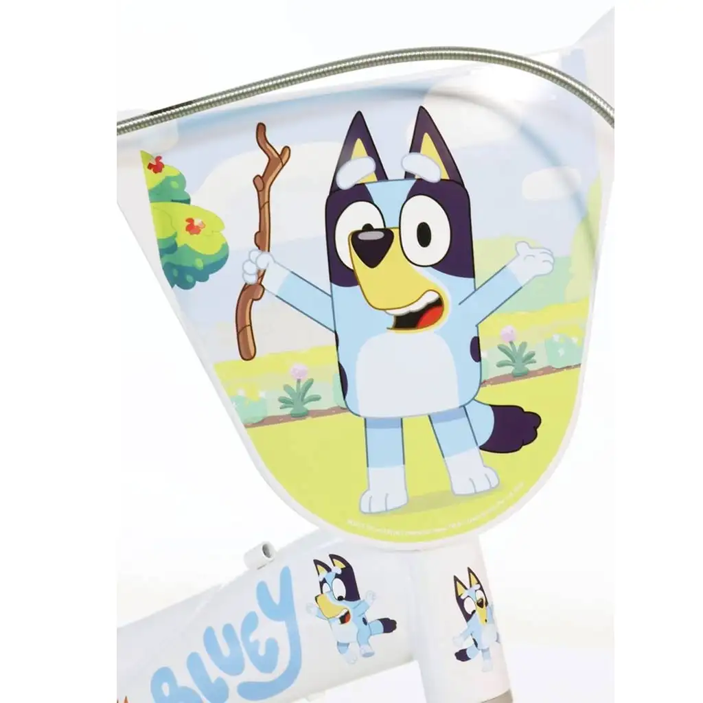 Detský bicykel Bluey 12” s držiakom na fľašu a pomocnými kolieskami v bielo-modro-zelenej farbe – bicykel Dino Bikes kép 3