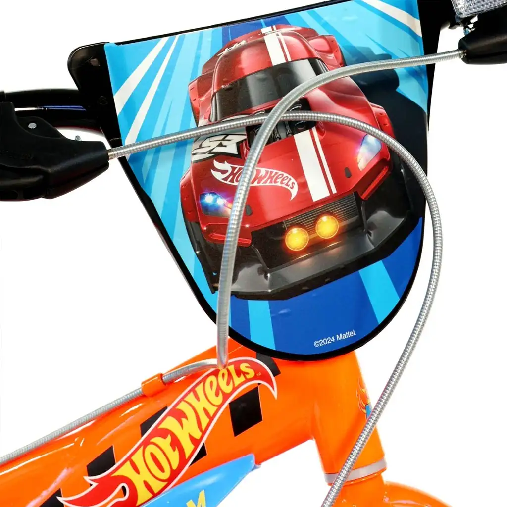 Hot Wheels 16" detský bicykel s držiakom na fľašu a bočnými kolieskami v oranžovo-čiernej farbe – bicykel Dino Bikes kép 4