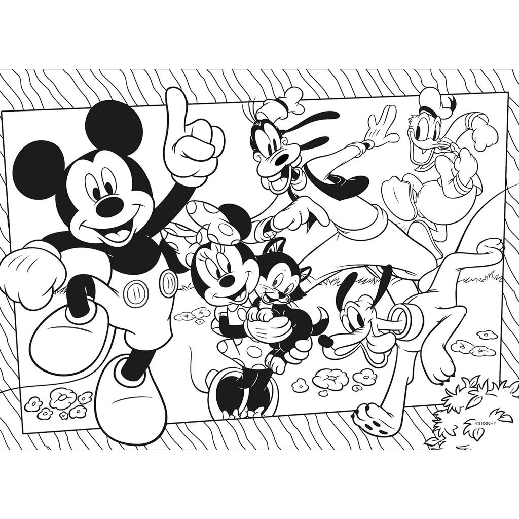Mickey Mouse a priatelia 2 v 1 60-dielne Eco puzzle a omaľovánka 70x50 cm - Lisciani kép 3