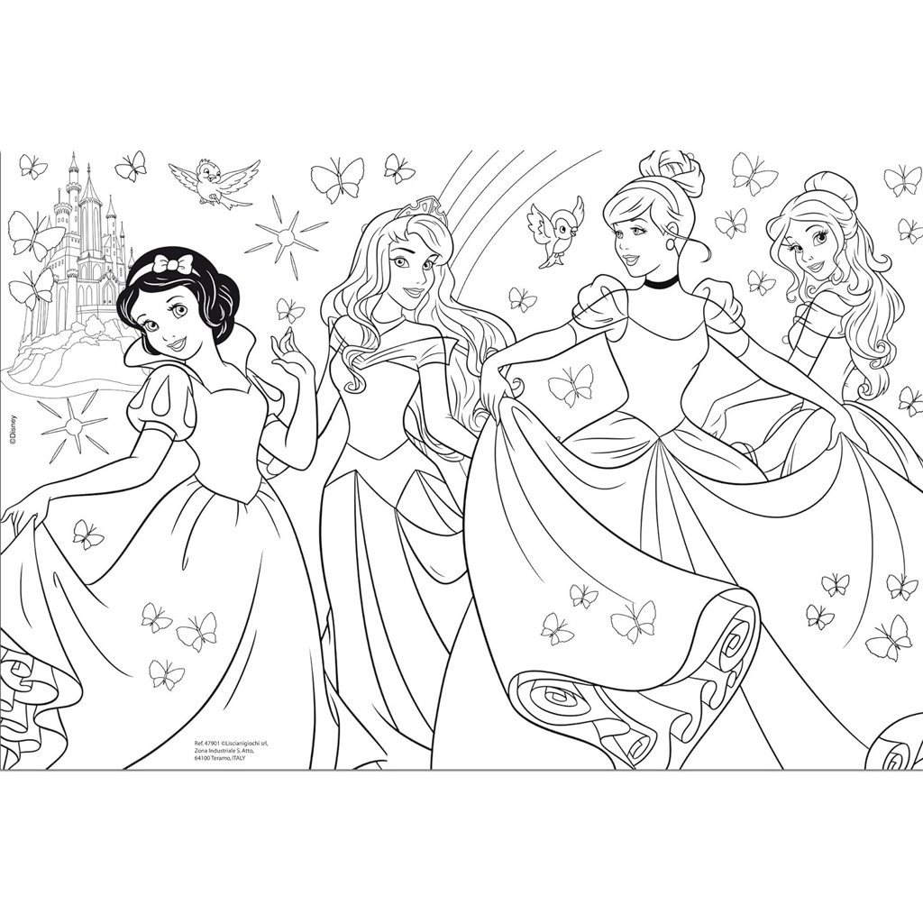 Disney Princezné 2 v 1 60-dielne puzzle a omaľovánka 50x35 cm - Lisciani kép 3