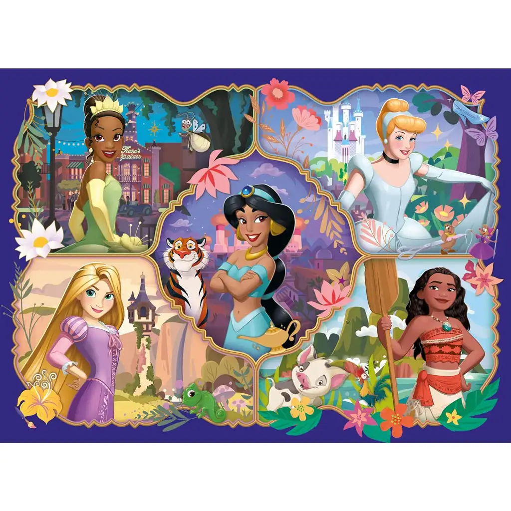 Disney princezné a ich zvieratá 2 v 1, 24-dielne Eco mini puzzle a omaľovánka 35x25 cm – Lisciani kép 2