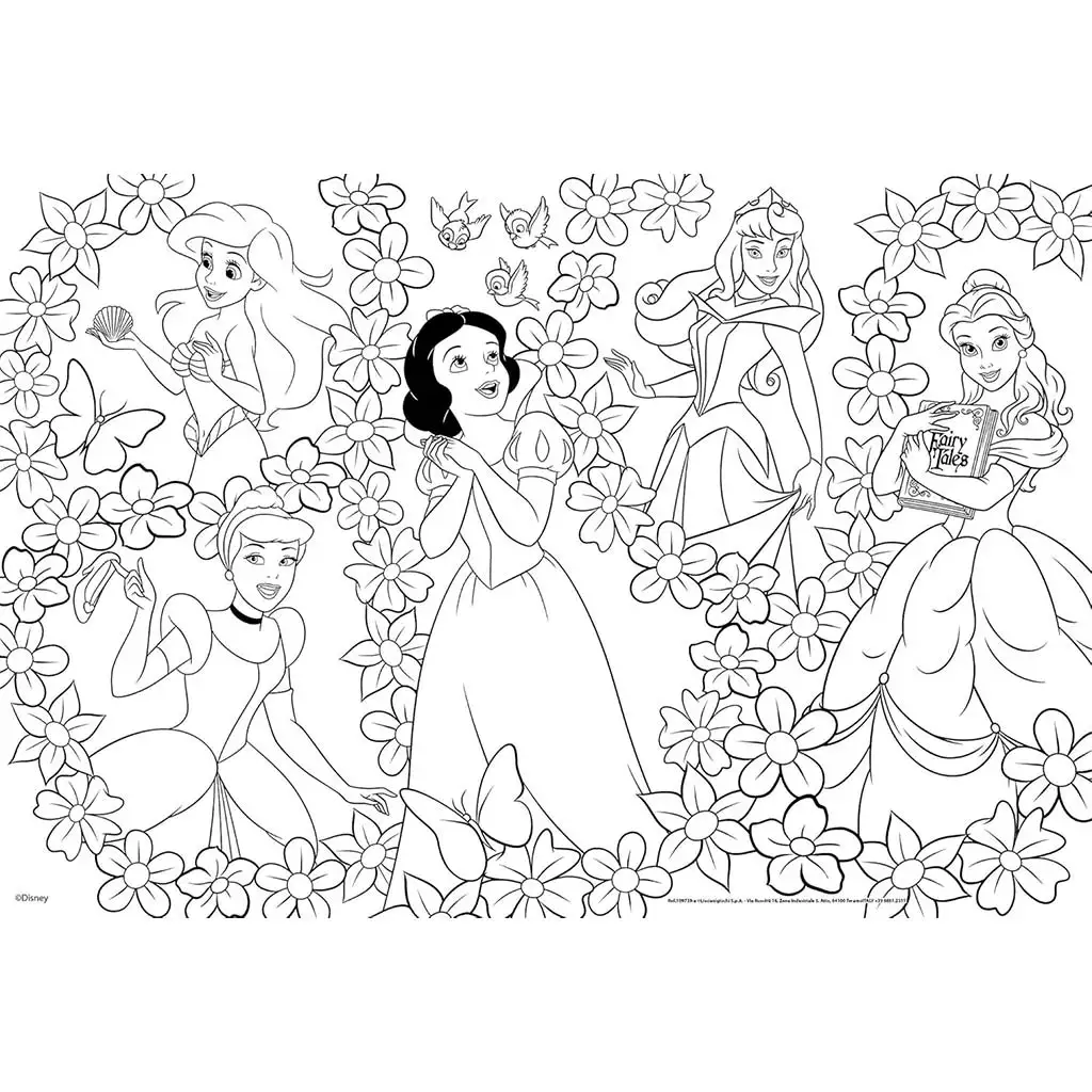 Disney Princezné 2 v 1 maxi 2x60-dielne puzzle a omaľovánka 50x35 cm - Lisciani kép 2