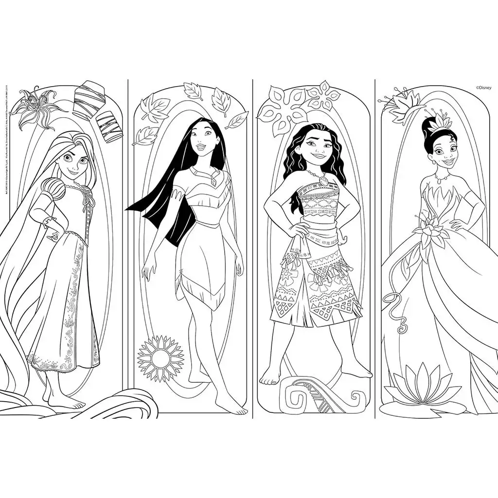 Disney Princezné 2 v 1 maxi 2x60-dielne puzzle a omaľovánka 50x35 cm - Lisciani kép 3