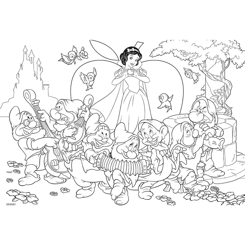 Disney Snehulienka 2 v 1 maxi 24-dielne puzzle a omaľovánka 70x50 cm - Lisciani kép 2