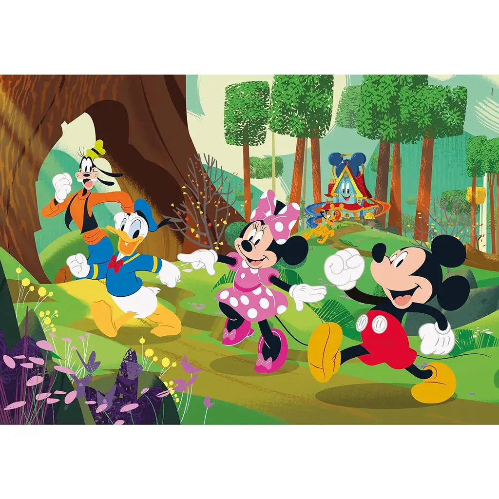 Puzzle Mickey Mouse a priatelia v lese, 104-dielna maxi supercolor - Clementoni kép 2