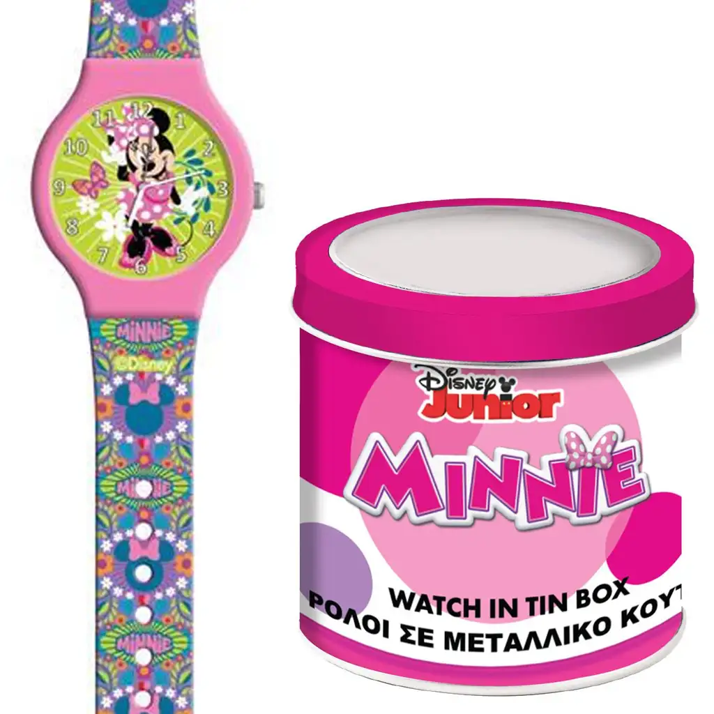 Luna: Analógové hodinky s Minnie Mouse v kovovej darčekovej krabičke