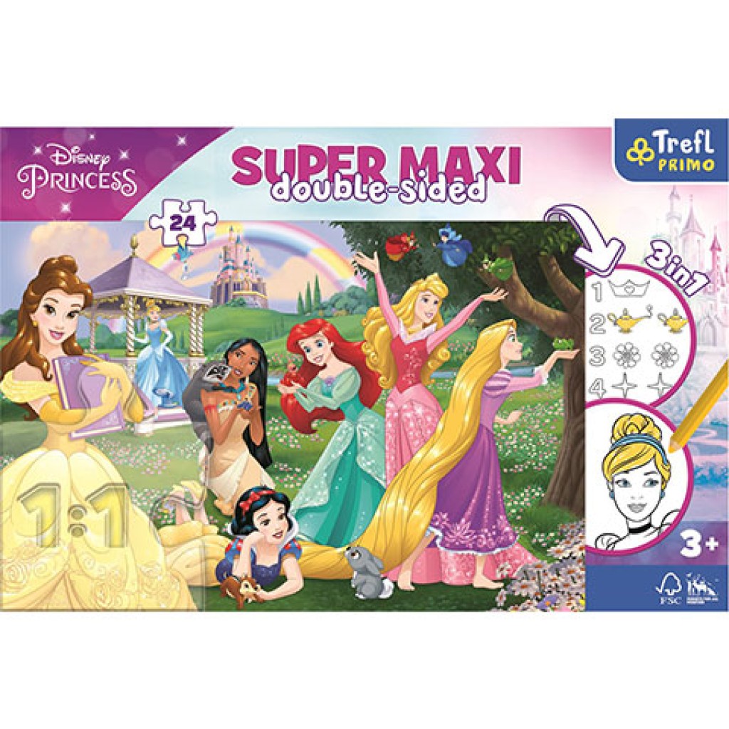 Disney Princess SuperMaxi obojstranné puzzle 3v1 24ks
