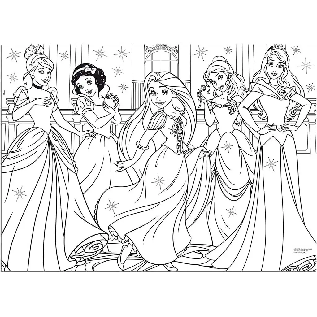 Disney Princezné 2 v 1 60-dielne maxi puzzle a omaľovánka 70x50 cm - Lisciani kép 2