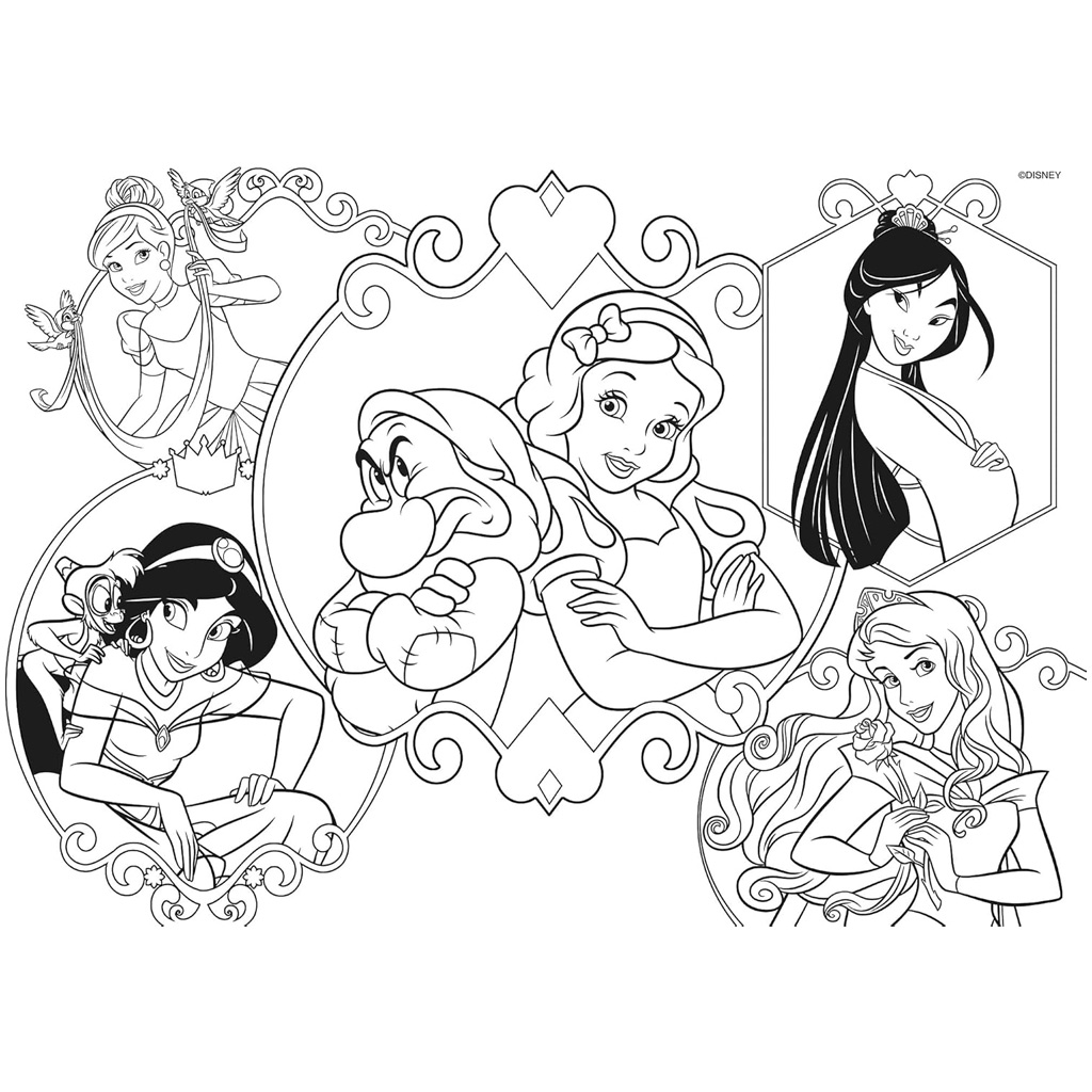 Disney Hercegnők 2 az 1-ben 2x24db-os maxi puzzle és színező - Lisciani kép 4