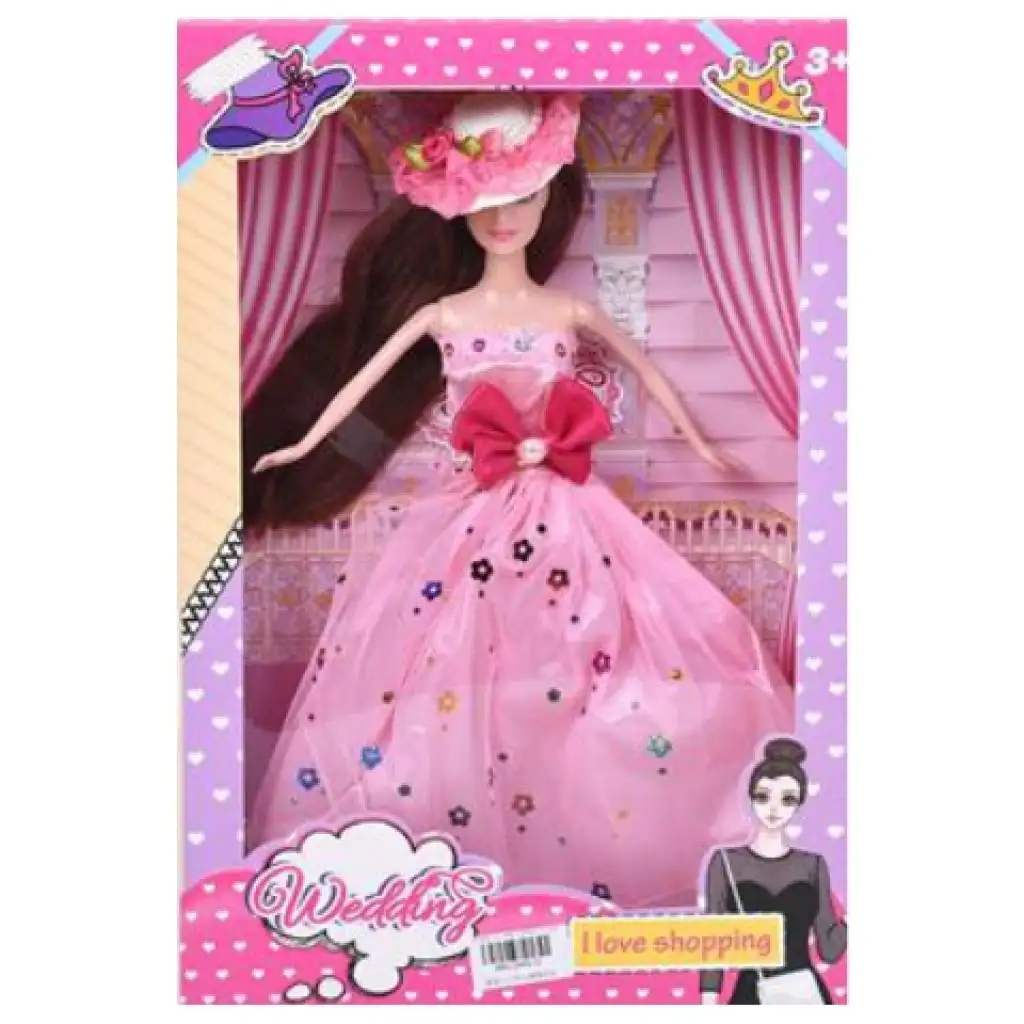 Wedding: Módna bábika 28 cm vo večerných šatách s klobúkom 28cm