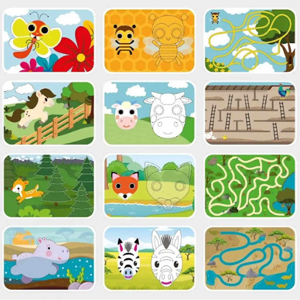 Vývojové kartičky na písanie stierateľnou fixkou - Zvieratá kép 2