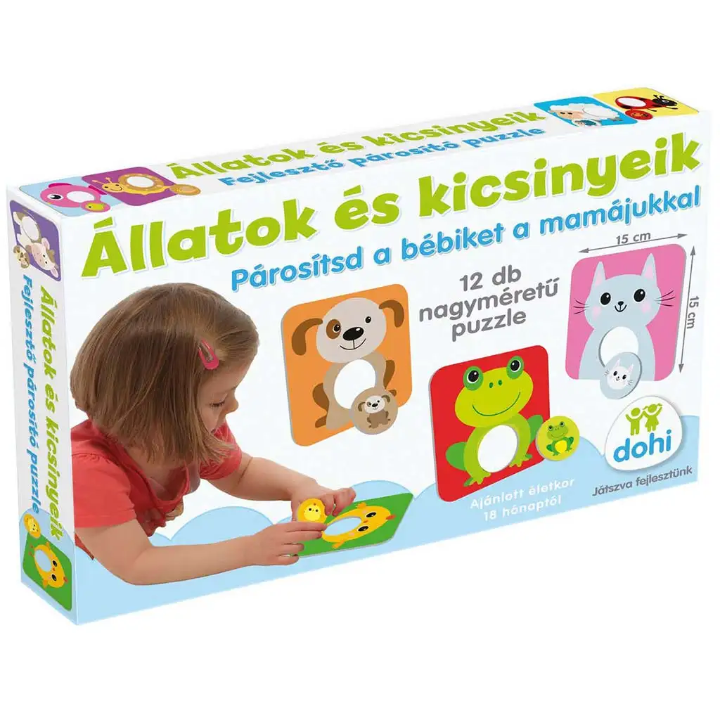 Állatok és Kicsinyeik Párosító Puzzle kép 1