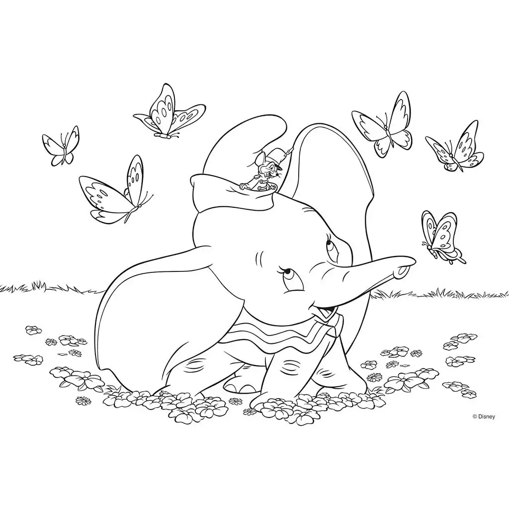 Disney Dumbo 2 v 1, maxi puzzle s 35 dielikmi a omaľovánka 70x50 cm – Lisciani kép 2