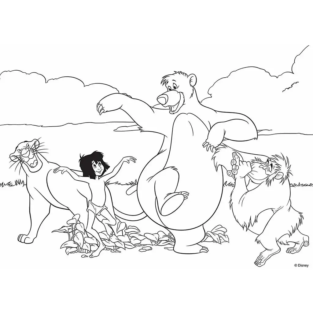 Kniha džungle 2 v 1, maxi puzzle s 35 dielikmi a omaľovánka 70x50 cm – Lisciani kép 2