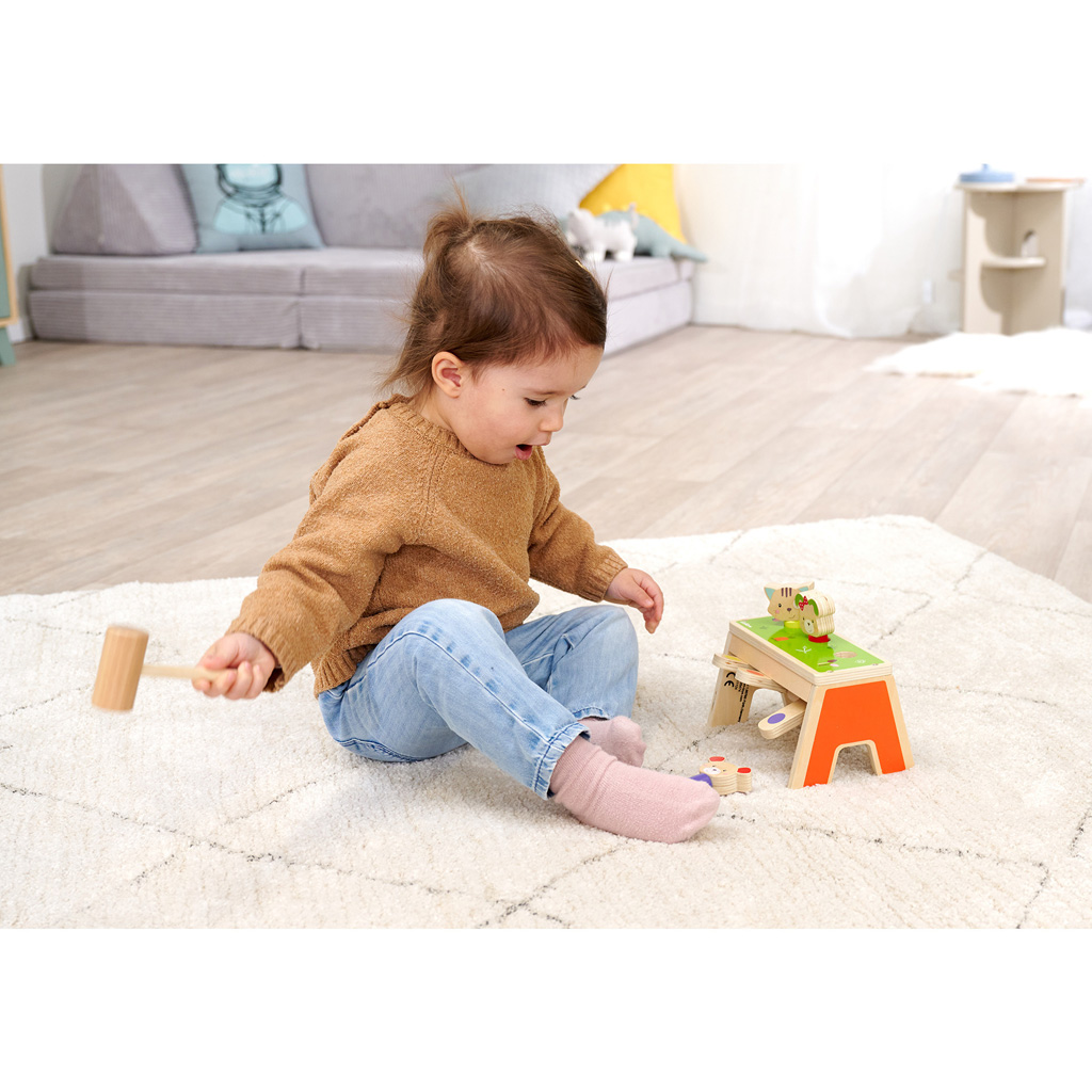 Drevené klopadlo Pop-Up rozvíjajúca hračka s kladivkom - Eichhorn kép 3