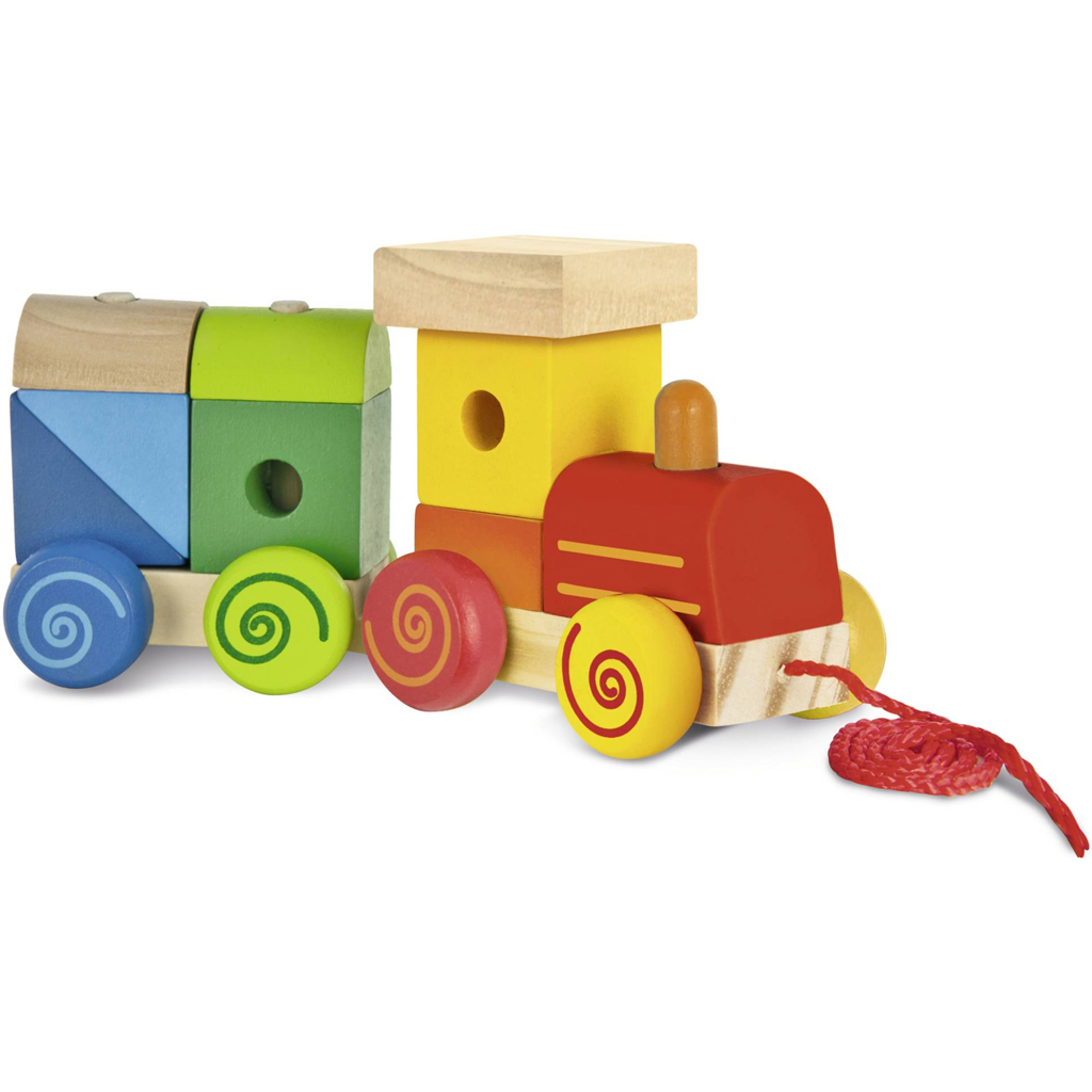 Ťahací farebný drevený vláčik so stavebnými kockami – Eichhorn kép 2