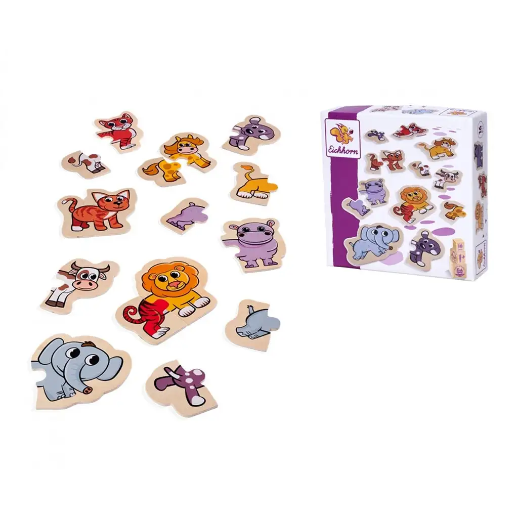 Eichhorn: Drevené zvieracie puzzle 16 ks - Simba Toys kép 2