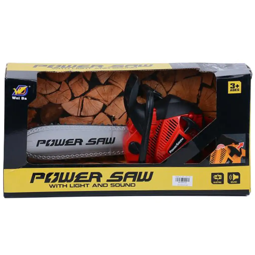 Elektrická motorová píla so svetlom a zvukom, červená farba kép 1