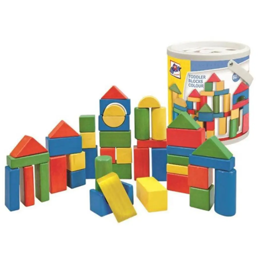 Drevená stavebnica, 50 ks sada v krabici s vkladačkou - Woodyland