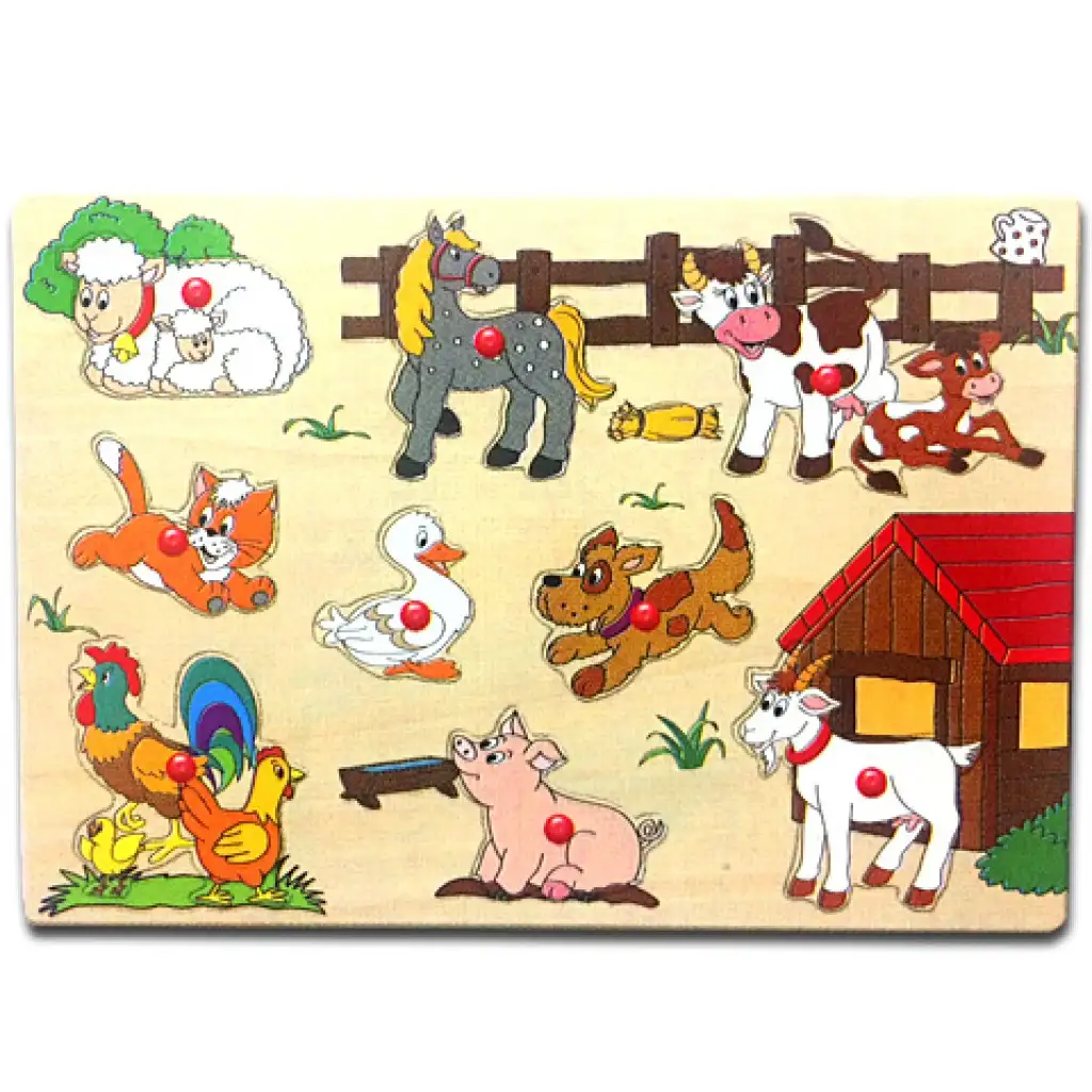 Drevená puzzle skladačka farma a zvieratká