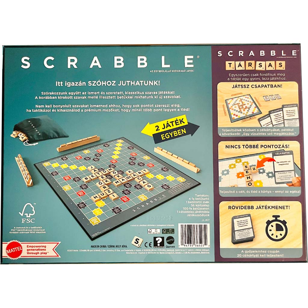 Drevené Scrabble Original a Spoločenská hra 2v1 - Mattel kép 2