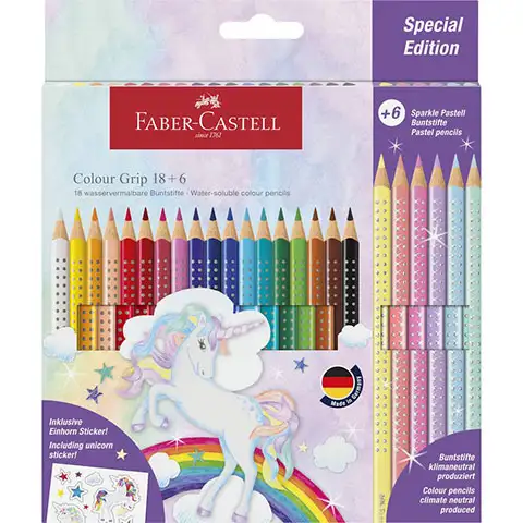 Faber-Castell: 24-dielny set farebných ceruziek GRIP so 6 pastelovými farbami