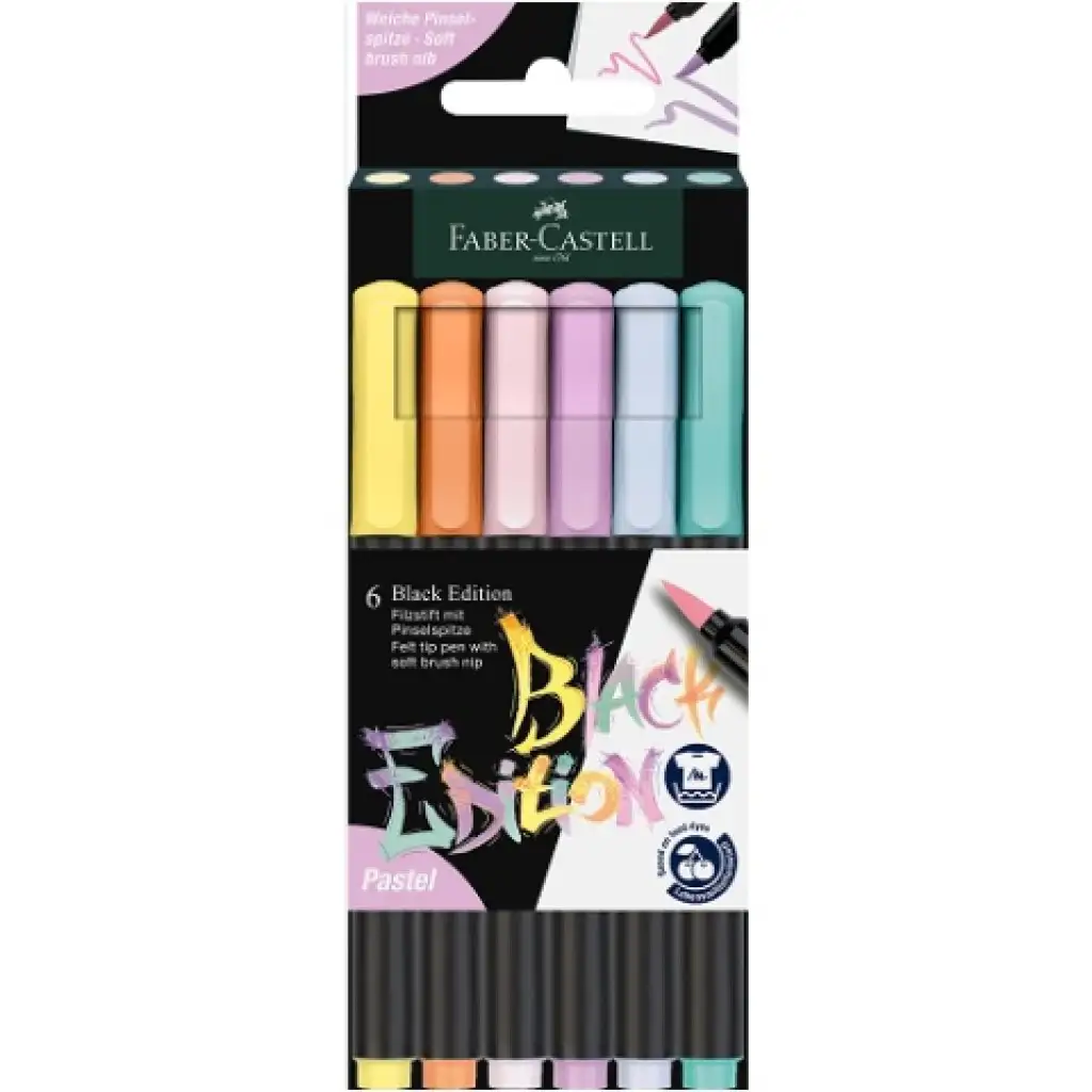 Faber-Castell: Black Edition pasztell színek 6db-os színes filctoll szett kép 1