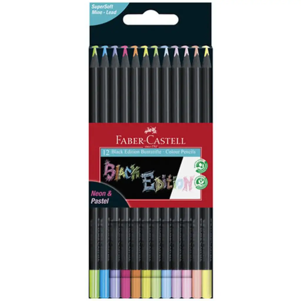 Faber-Castell: Black Edition Pastel 12 dielny set farebných ceruziek