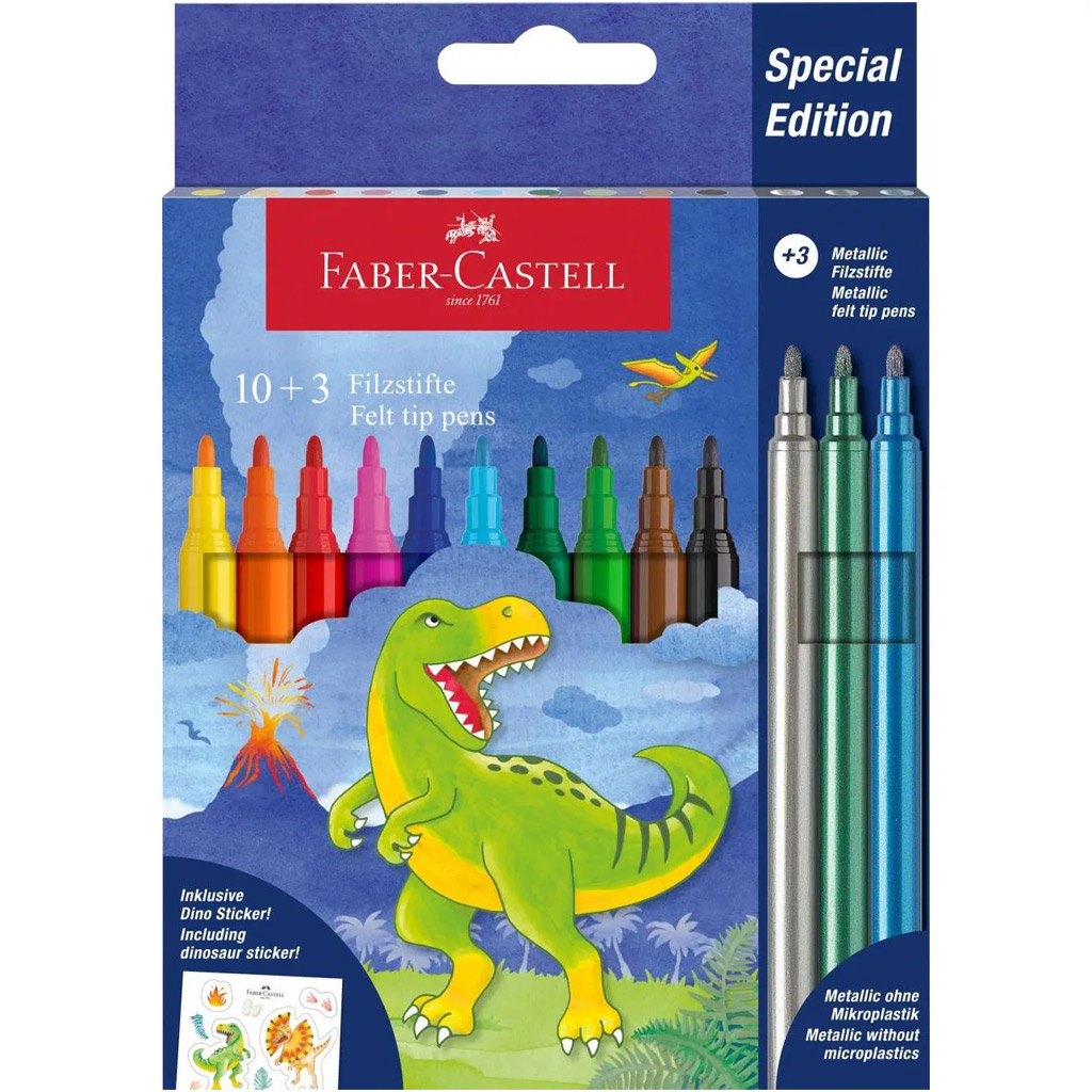Faber-Castell: Sada fixiek s dinosaurom 10+3 ks