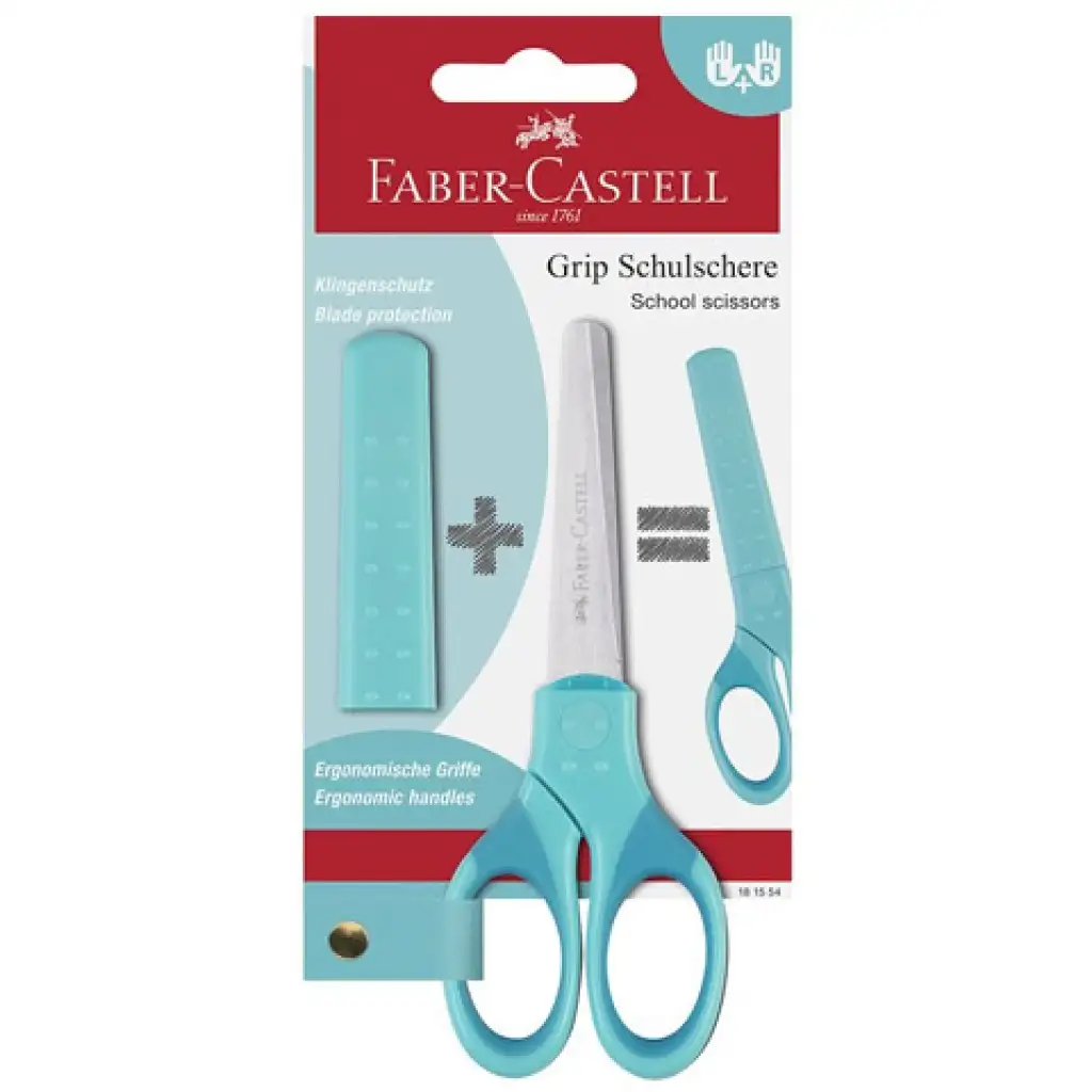 Faber-Castell: Grip školské nožnice v tyrkysovej farbe s chráničom čepele
