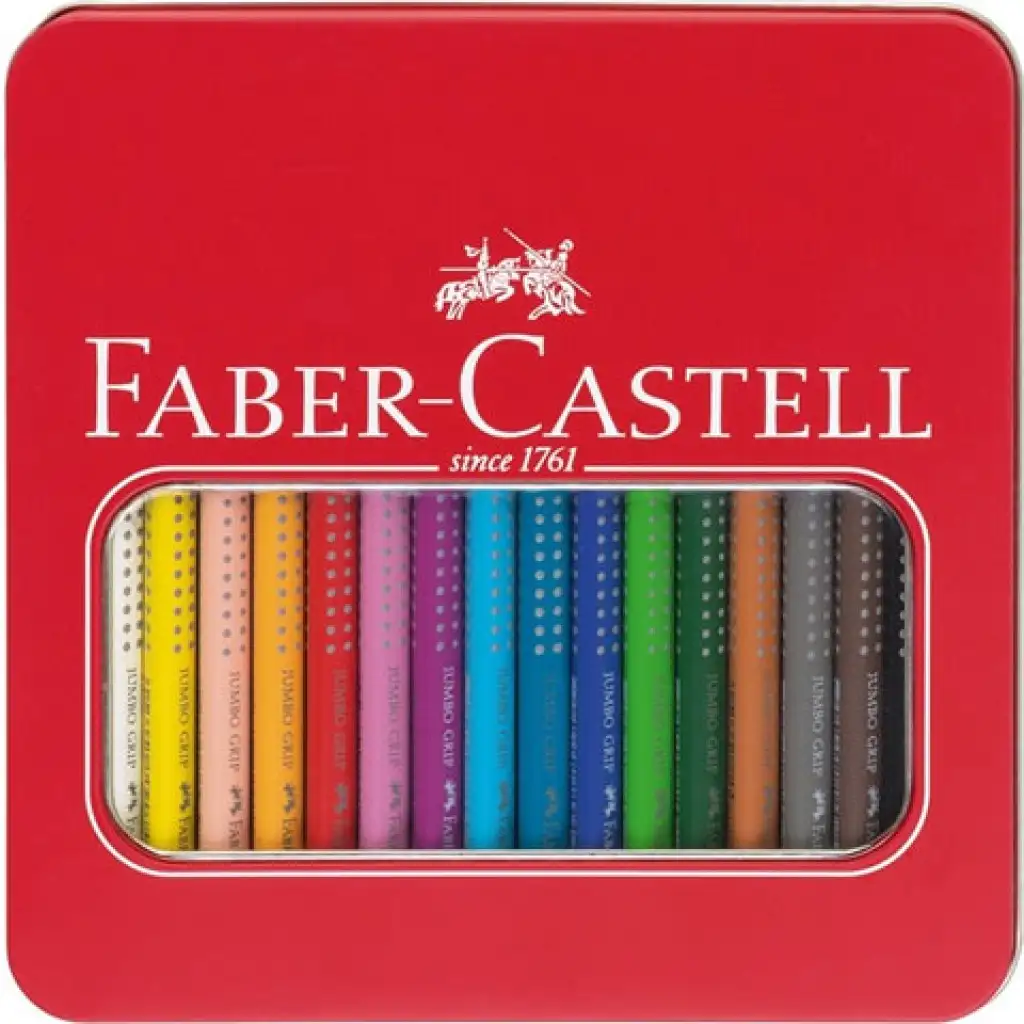 Faber-Castell: Jumbo Grip set farebných ceruziek v kovovej krabičke 16 ks