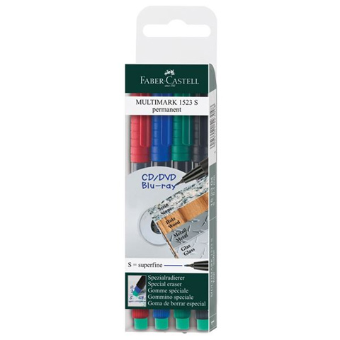 Faber-Castell: Multimark permanentný marker S 0,4mm 4 ks set