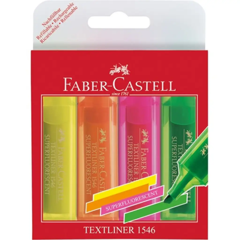 Faber-Castell: Superfluorescent set zvýrazňovačov 4 ks