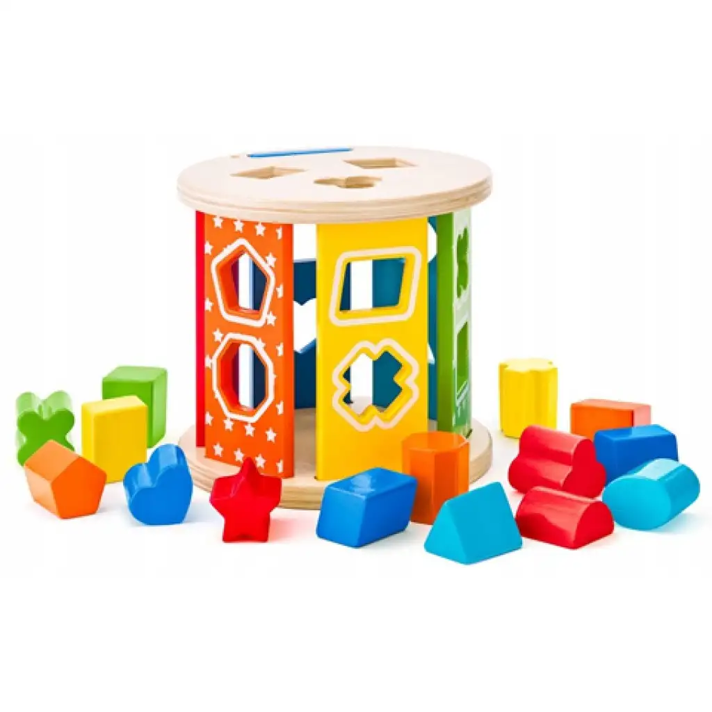 Farebná drevená vkladačka Valec - Woodyland