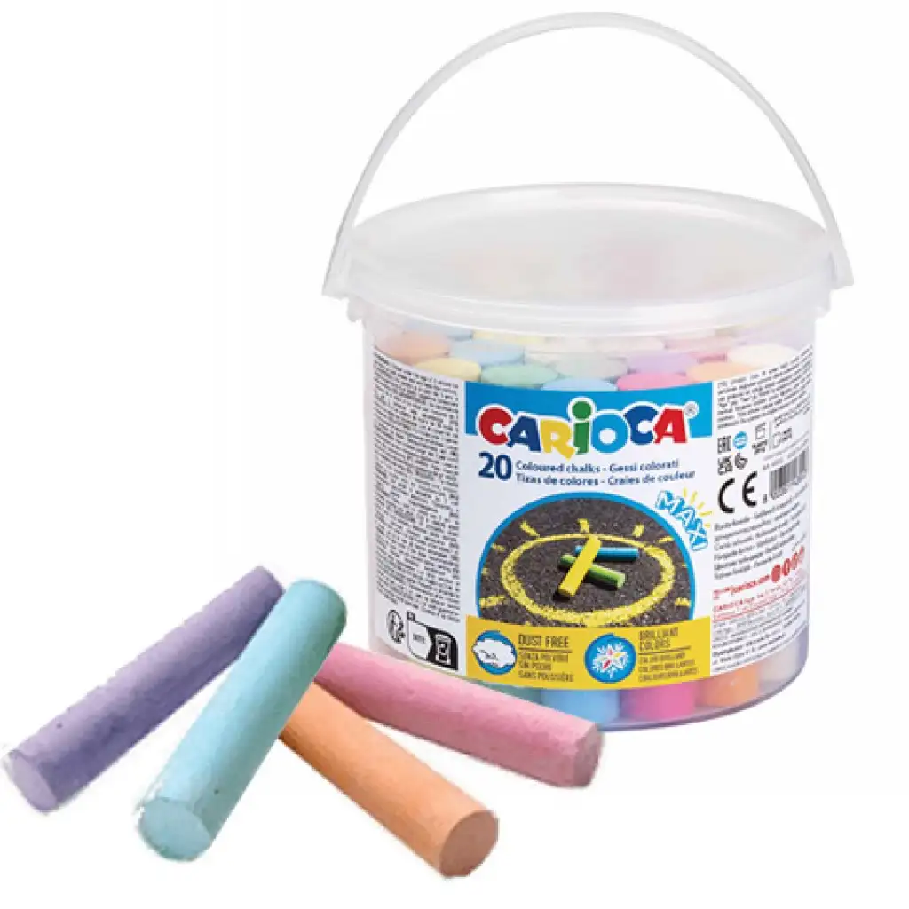 Farebné kriedy na asfalt 20-dielny set vo vedierku - Carioca
