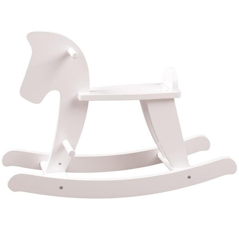 Biely drevený hojdací koník - Woodyland