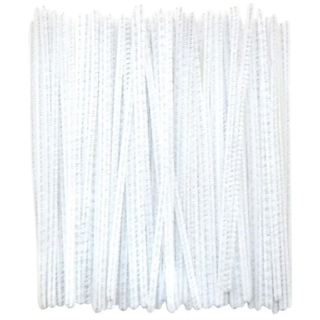 PlayBox: Biele chenilkové vlákna, sada 100 ks