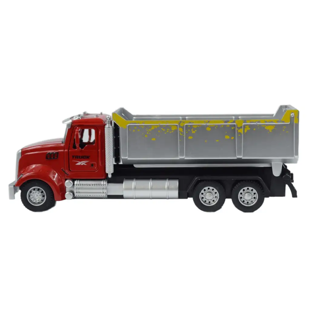 Heavy Duty Truck: Hátrahúzós fém billenőplatós teherautó modell nyitható ajtókkal 1/36 kép 5