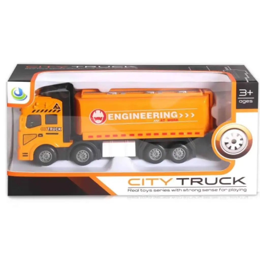 City Truck: Négytengelyes fém teherautó modell tartályos felépítménnyel - fénnyel és hanggal kép 1