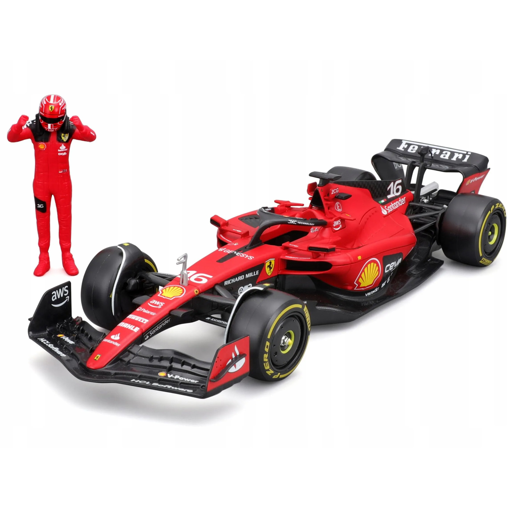 Bburago: Ferrari SF23 F1 pretekárske auto kovový model auta s pilotom 1/24 (Charles Leclerc #16) kép 2