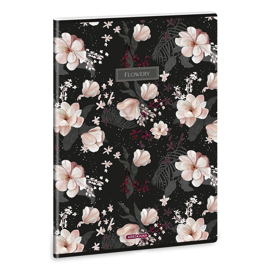 Ars Una: Flowery Black extra kapcsos kockás füzet A/4 kép 1